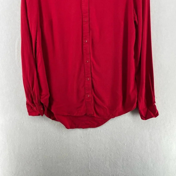 G.H. Bass & Co. Button-Up Shirt Women's Sz S Red Collared High-Low Hem - Picture 7 of 11